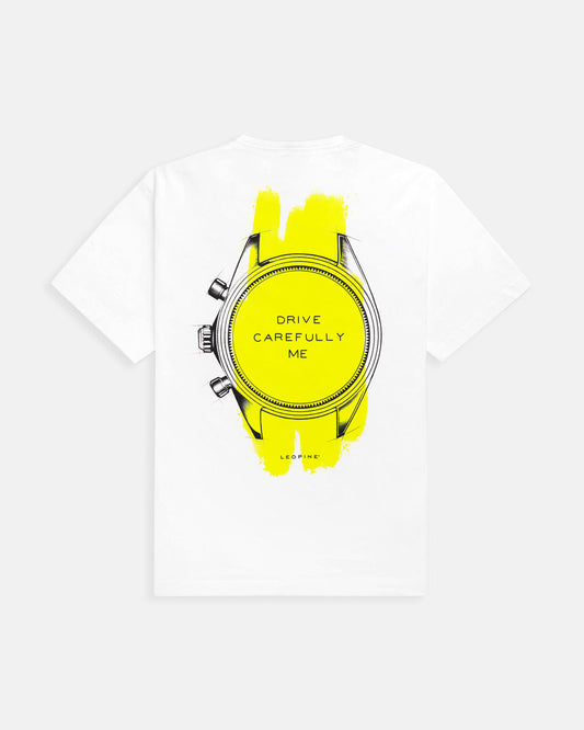 Newman White T-Shirt with Fluor Yellow Accents